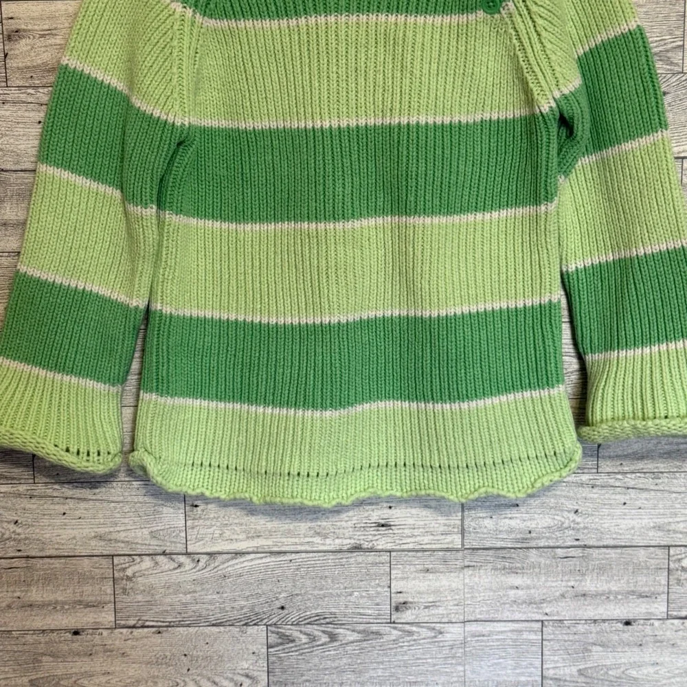 The Childrens Place Girls Green Striped Knit Sweater Sz-4T Buttons, Soft, Cozy‎